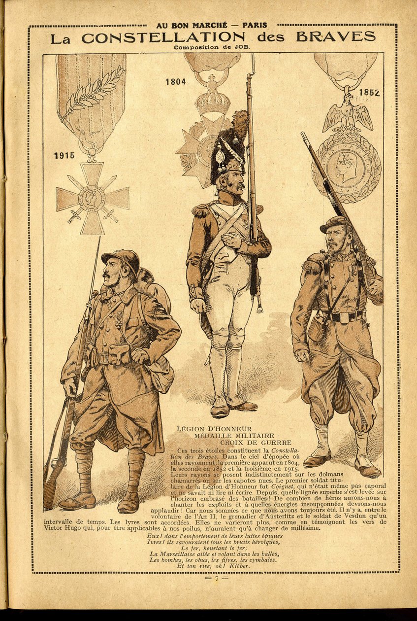 Diário de Bon Marche 1917 - Ilustração de Job (Jacques Marie (Jacques-Marie) Gaston Onfray e Breville) (1858-1931): 1905 de pseudonym for Onfray de Breville Jacques Job