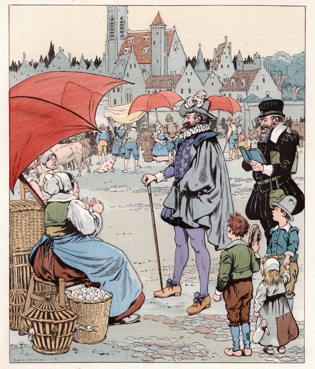 Eu gostaria de saber o preço de um mentiroso. Rei da França HENRI IV (1553-1610) em marcha. Ilustração de Jó (Jacques Marie Gaston Onfray e Breville) (Jacques-Marie) (1858-1931) para o livro "Les grands mots historiques du pays de France" 1915. Privee Col de pseudonym for Onfray de Breville Jacques Job