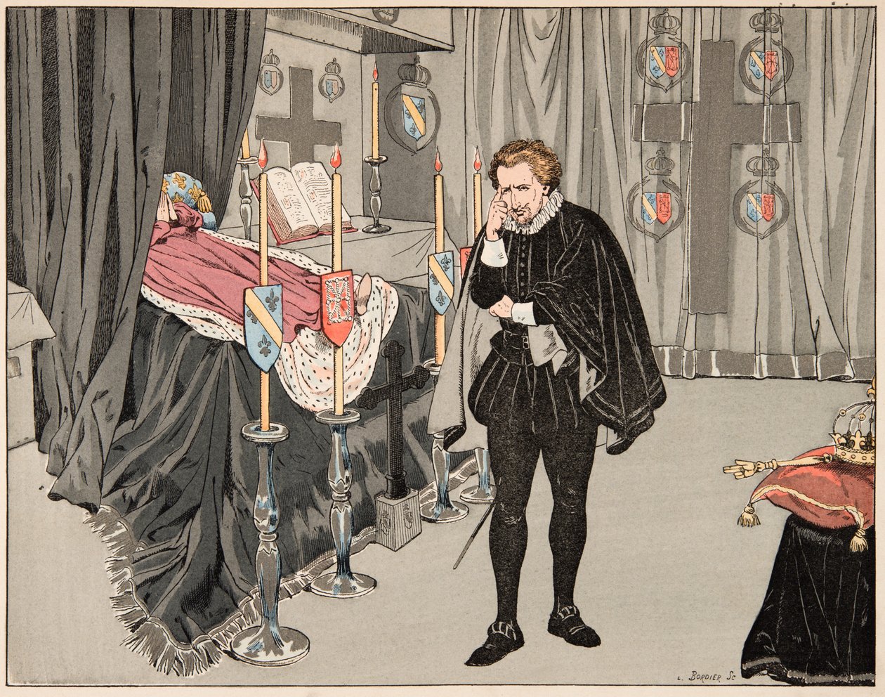 Ilustração retirada do livro "Le bon roy Henri", ilustrado por Jacques Marie Gaston Onfray de Breville dit JOB (1858-1931): Em 9 de junho de pseudonym for Onfray de Breville Jacques Job