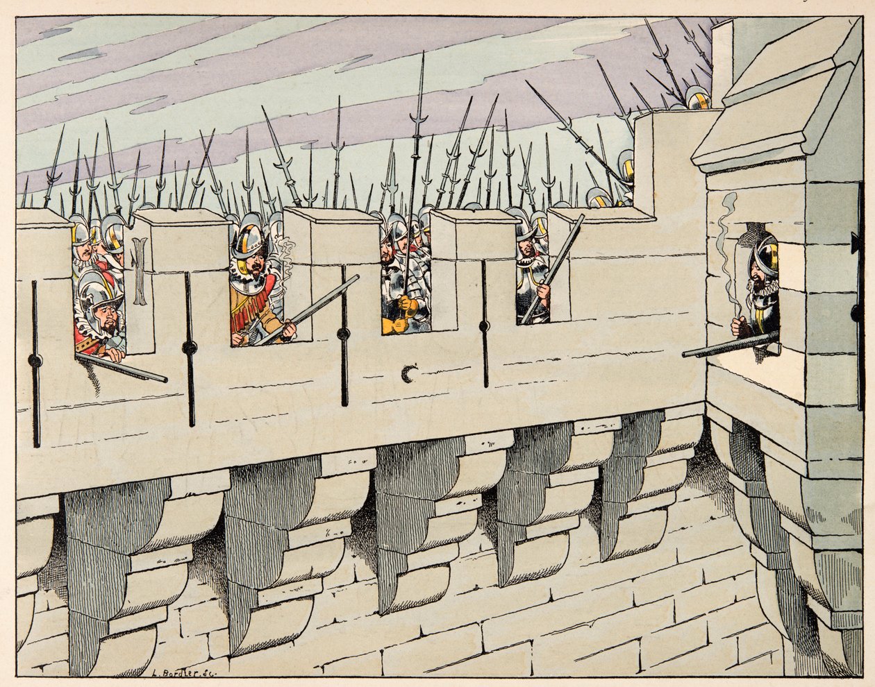 Ilustração retirada do livro "Le bon roy Henri", ilustrado por Jacques Marie Gaston Onfray de Breville dit JOB (1858-1931): Os parisienses se preparam para defender a cidade - Coleção particular de pseudonym for Onfray de Breville Jacques Job