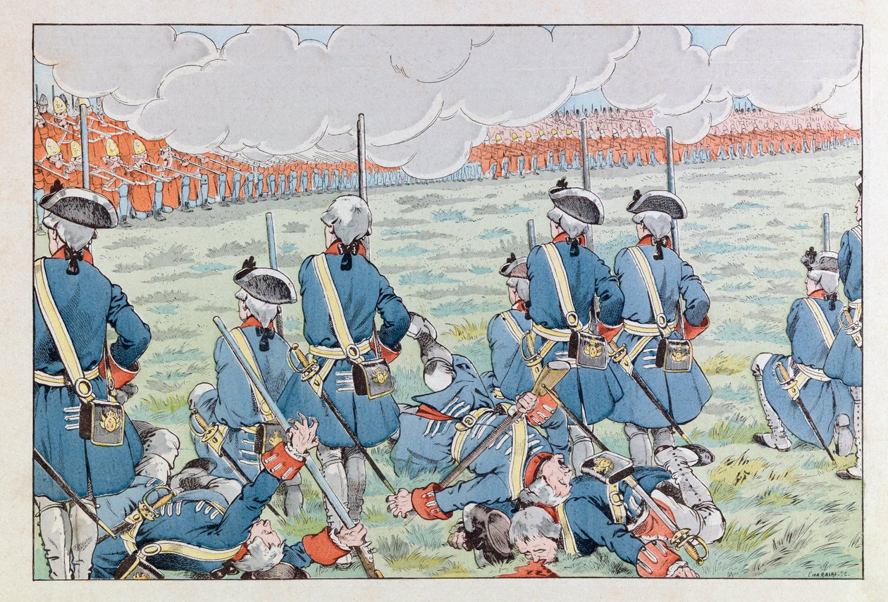 Jacques Marie Gaston Gaston Onfray de Breville dit JOB (1858 - 1931); Ilustração do livro "Les epees de France": A Batalha de Fontenoy em 11 de Maio de 1745; Coll, Part de pseudonym for Onfray de Breville Jacques Job