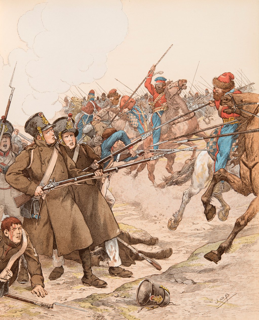 Jacques Marie Gaston Onfroy de Breville dit JOB (1858-1931) - Militares franceses durante as campanhas de Napoleão apelidados de Marie Louise em 1815 lutando contra os cossacos, Coleção Privada de pseudonym for Onfray de Breville Jacques Job