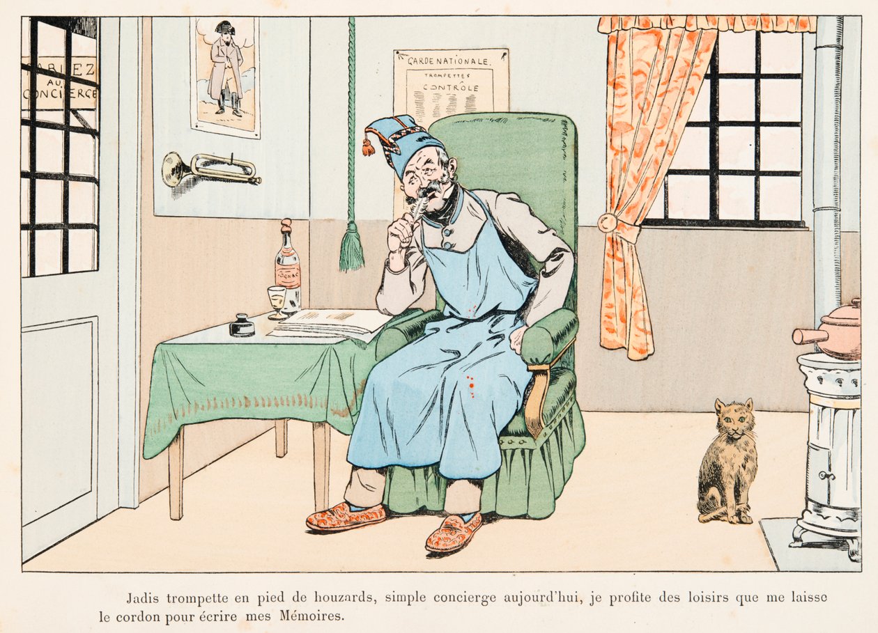 Jacques Marie Gaston Onfroy de Breville dit JOB (1858-1931) - Meio Equilíbrio Escrevendo Memórias, Coleção Privada de pseudonym for Onfray de Breville Jacques Job