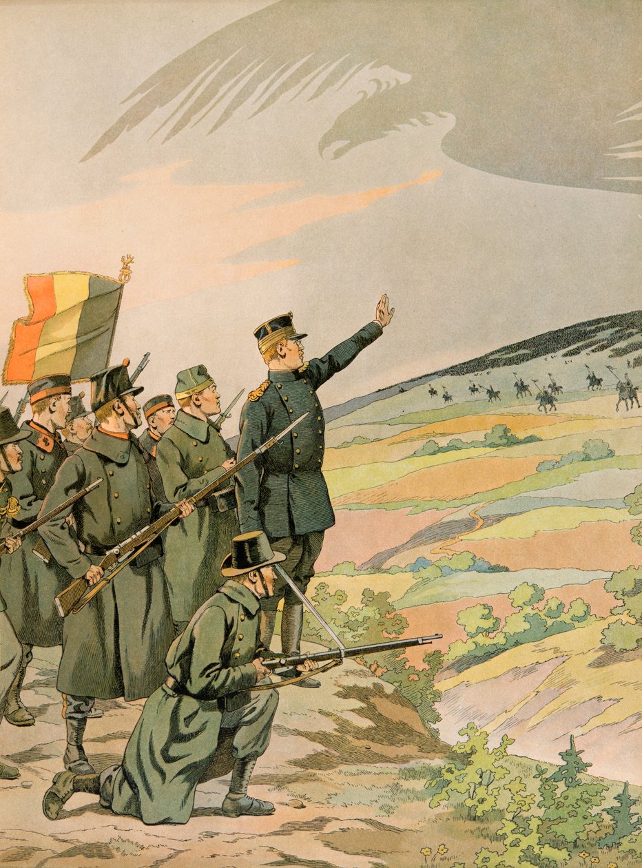Jacques Marie Gaston Onfroy de Breville dit JOB (1858-1931) - História da Bélgica: O Rei Alberto (1875 - 1934) e o exército belga enfrentam a invasão alemã durante a Primeira Guerra Mundial, Colecção Privada de pseudonym for Onfray de Breville Jacques Job