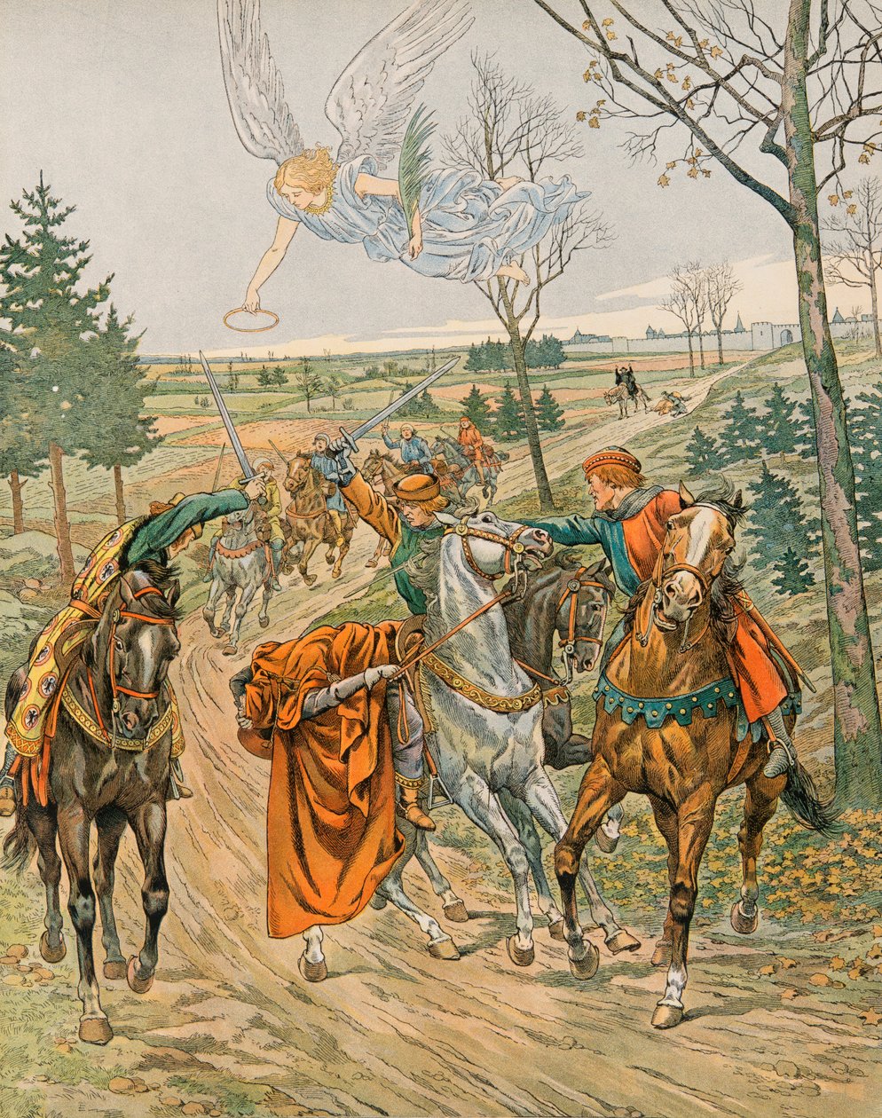 Jacques Marie Gaston Onfroy de Breville dit JOB (1858-1931) - História da Bélgica: São Alberto de Leuven (ca. 1166-1192), Príncipe de Liège é assassinado em reims pelos shekars do Imperador Henrique VI em 1192, Coleção Privada de pseudonym for Onfray de Breville Jacques Job