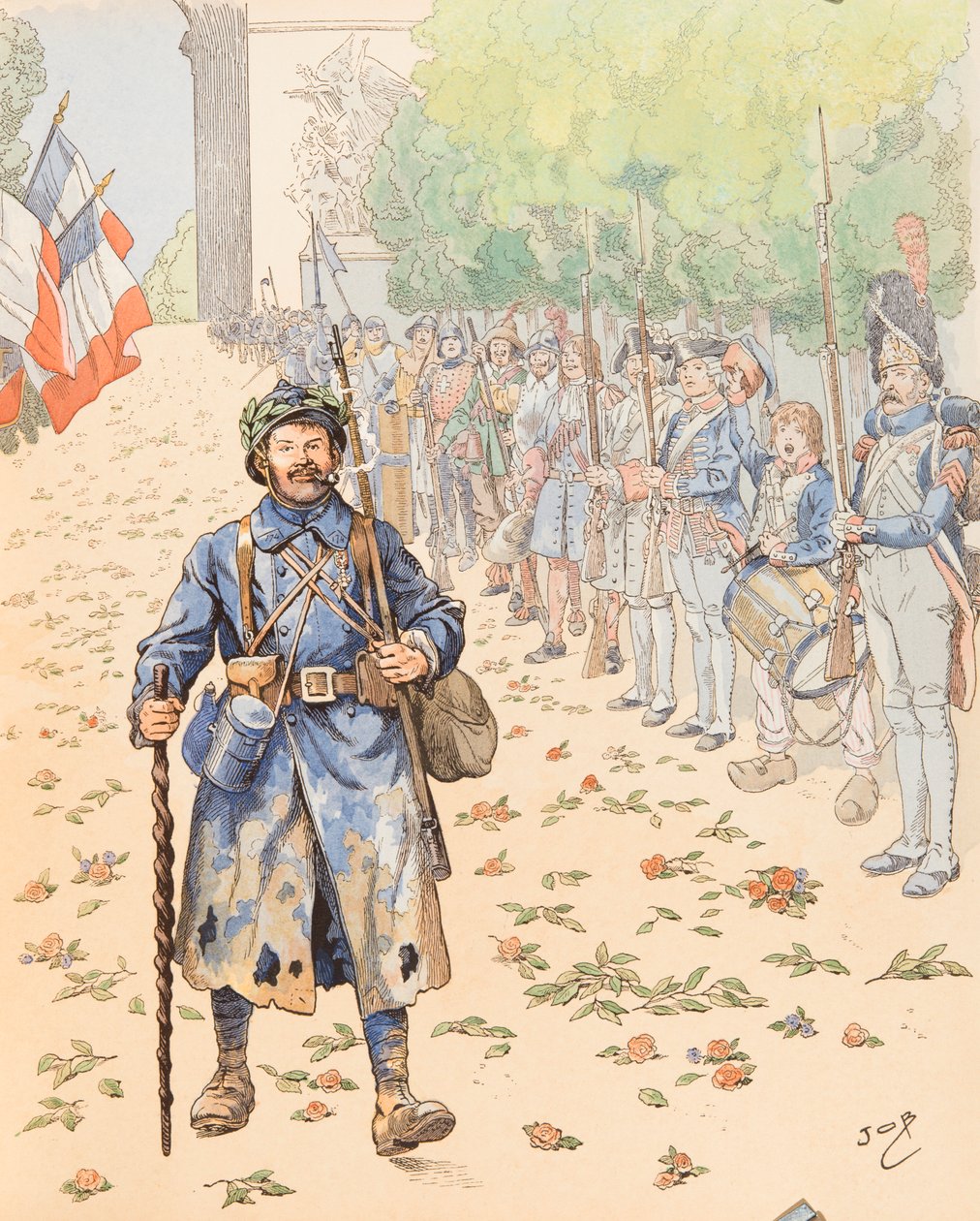 Jacques Marie Gaston Onfroy de Breville dit JOB (1858-1931) - Le triumphe du poilu (alegoria dos militares franceses em homenagem aos peludos), Privee de Collection de pseudonym for Onfray de Breville Jacques Job