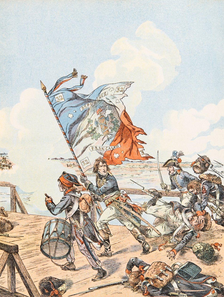 Jacques Marie Gaston Onfroy de Breville dit JOB (1858-1931) - Napoleão Bonaparte na ponte de Arcole em 1796, Coleção Particular de pseudonym for Onfray de Breville Jacques Job