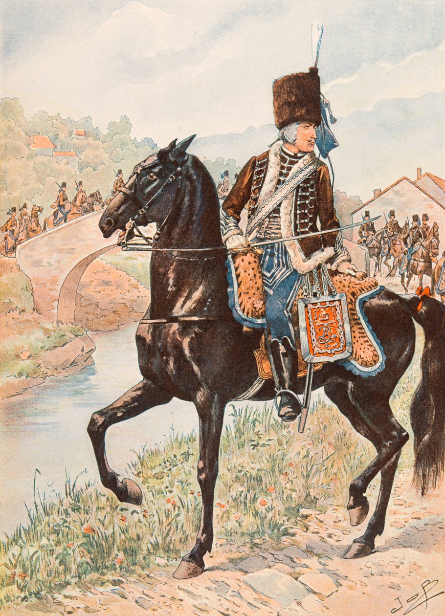 Jacques Marie Gaston Gaston Onfroy de Breville dit JOB (1858-1931) - Forfait das tropas francesas em todos os momentos: Coronel dos Hussardos de Chamborant (1784), Coleção Privada de pseudonym for Onfray de Breville Jacques Job