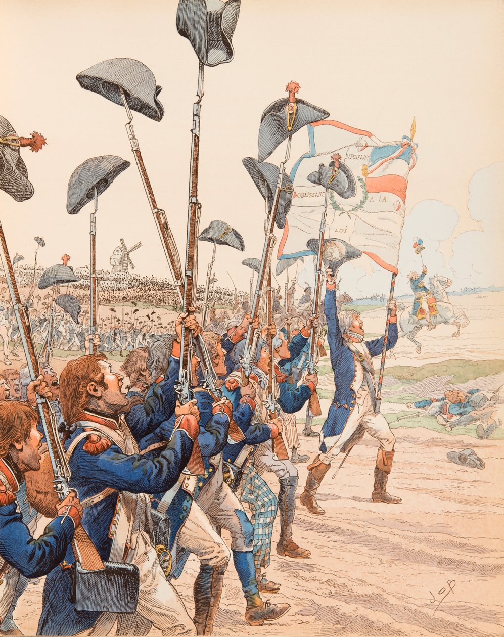Jacques Marie Gaston Onfroy de Breville dit JOB (1858-1931) - A Batalha de Valmy em 1792 durante as Guerras da Revolução Francesa, Coleção Privada de pseudonym for Onfray de Breville Jacques Job