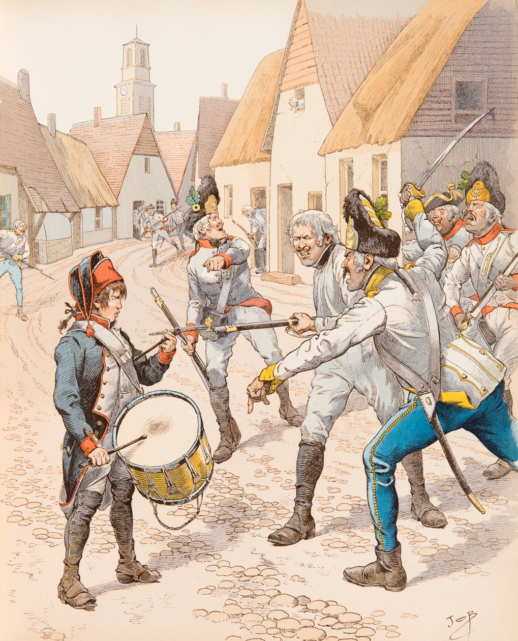 Jacques Marie Gaston Onfroy de Breville dit JOB (1858-1931) - O pequeno tambor de Wattignies em 1793 (The Drum Stroh (Strauh) caiu sob os golpes dos austríacos durante a batalha), Coleção Privada de pseudonym for Onfray de Breville Jacques Job