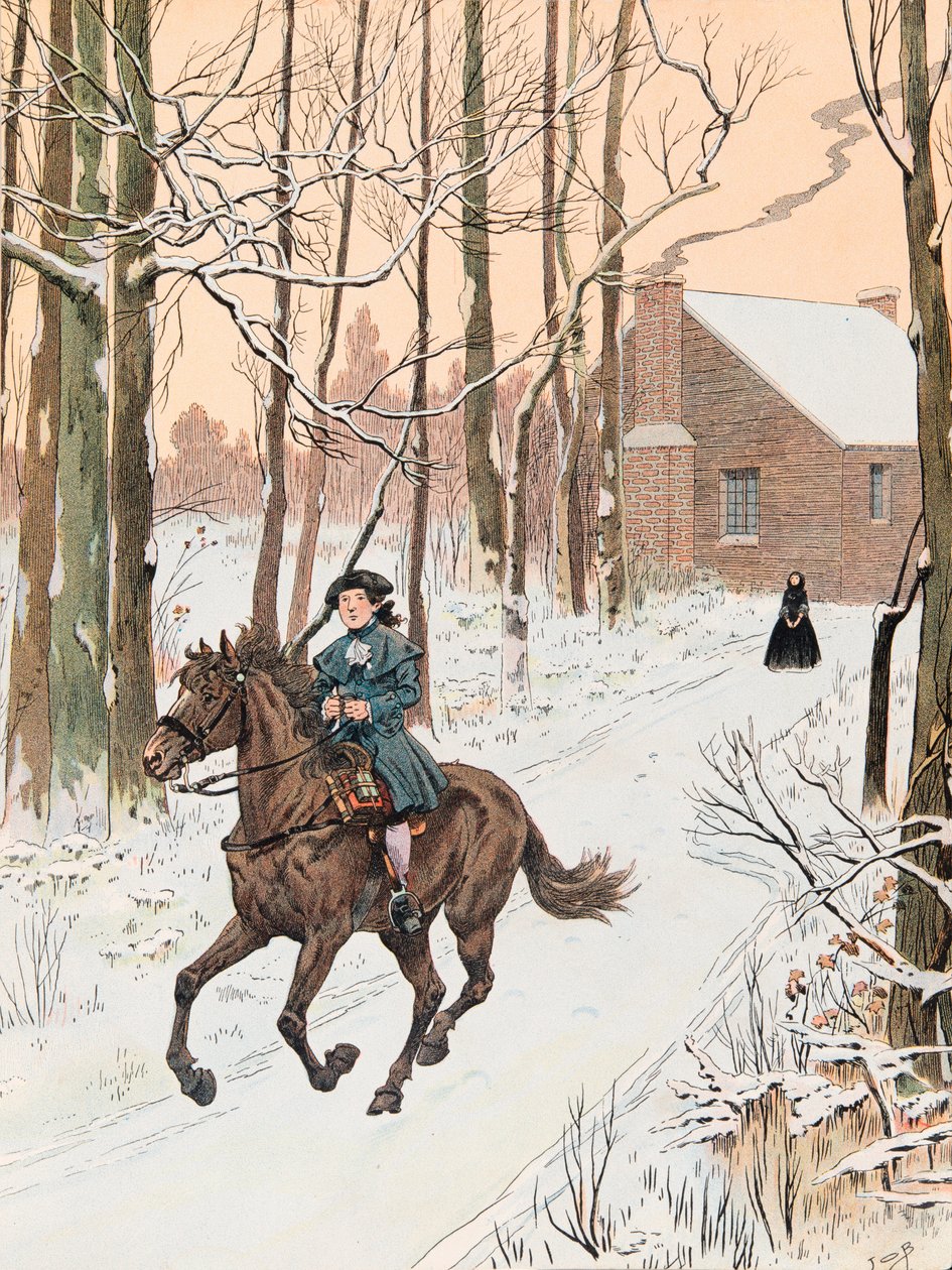 Jacques Marie Gaston Onfroy de Breville dit JOB (1858-1931) - O jovem George Washington (1732 - 1799) deixou a casa da família em 1740 para a Old Field School, Private Collection de pseudonym for Onfray de Breville Jacques Job