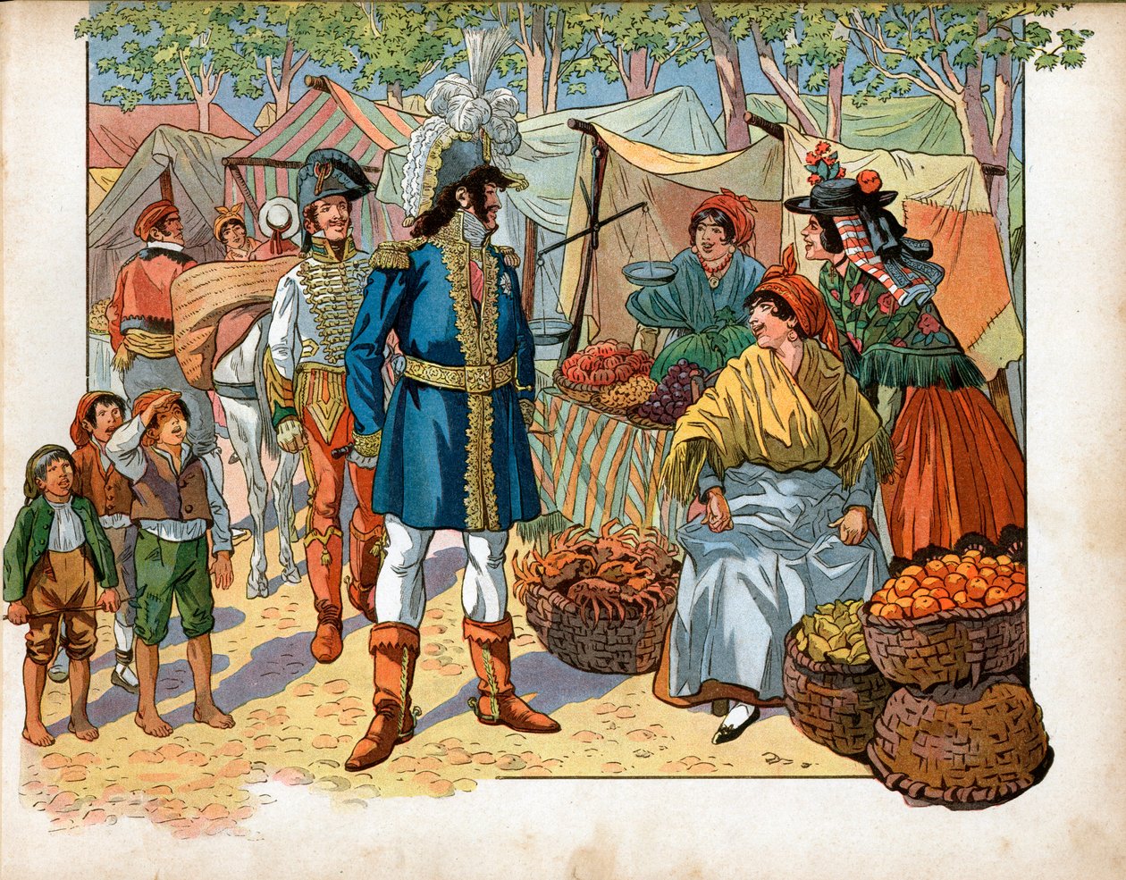 Joachim Murat (1767-1815) sobre os degraus em Espanha. Gravura de Jacques Marie Gaston Onfray de Breville dit Job (1858-1931) de pseudonym for Onfray de Breville Jacques Job