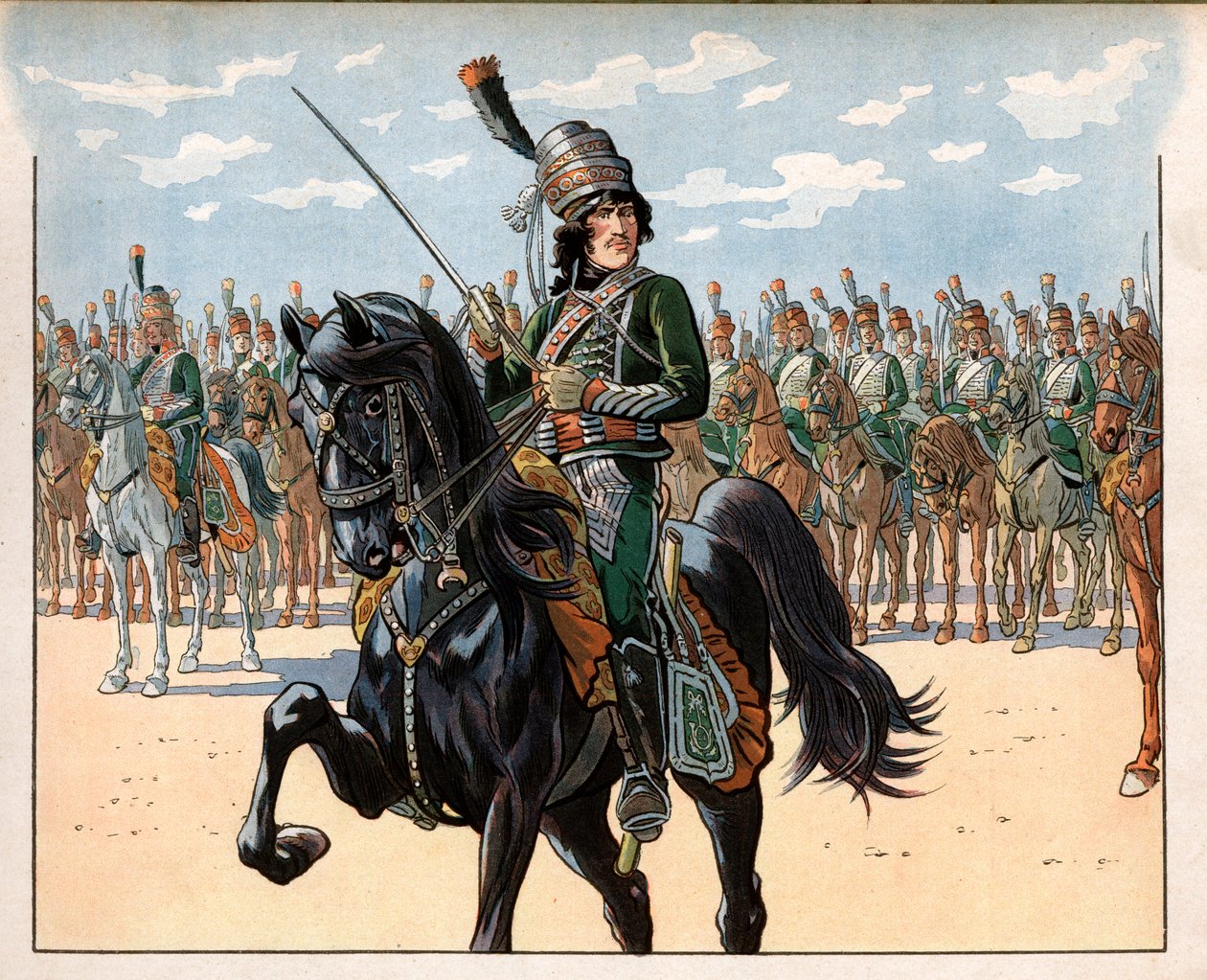 Joachim Murat (1767-1815) depois coronel durante a campanha italiana. Gravura de Jacques Marie Gaston Onfray de Breville dit Job (1858-1931) de pseudonym for Onfray de Breville Jacques Job