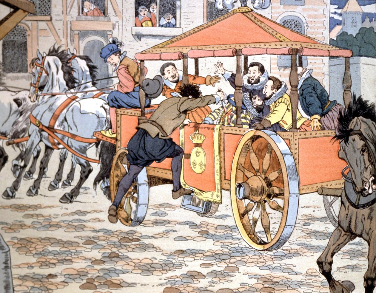 Assassinato de Henrique IV, c.1900 (ilustração) de pseudonym for Onfray de Breville Jacques Job