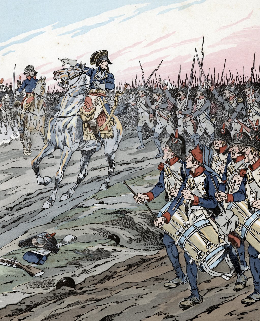 Napoleão Bonaparte durante a Batalha de Marengo (1800) de pseudonym for Onfray de Breville Jacques Job