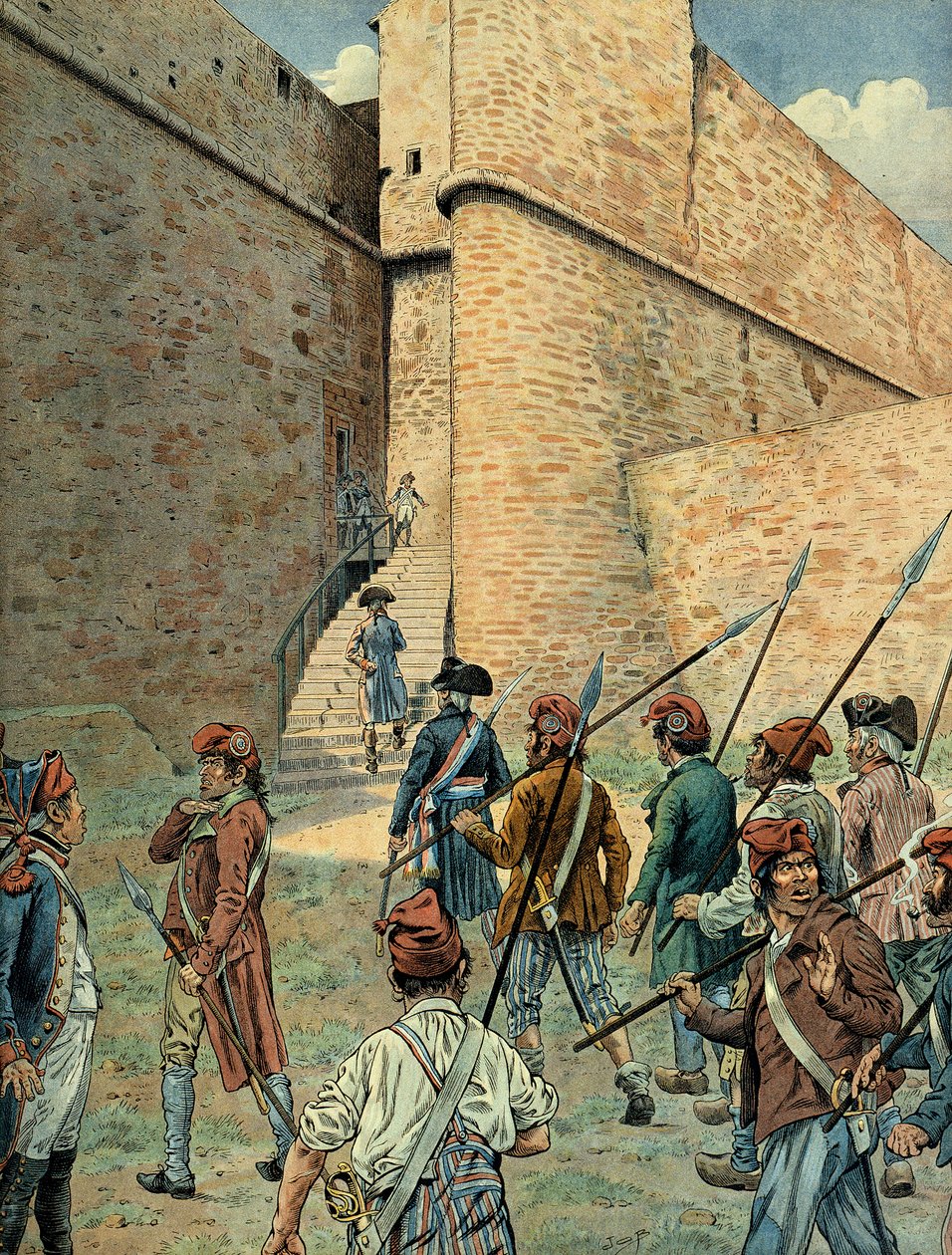 Napoleão I Bonaparte (1769-1821), explorado na praça do forte de Antibes em 10 de agosto de pseudonym for Onfray de Breville Jacques Job
