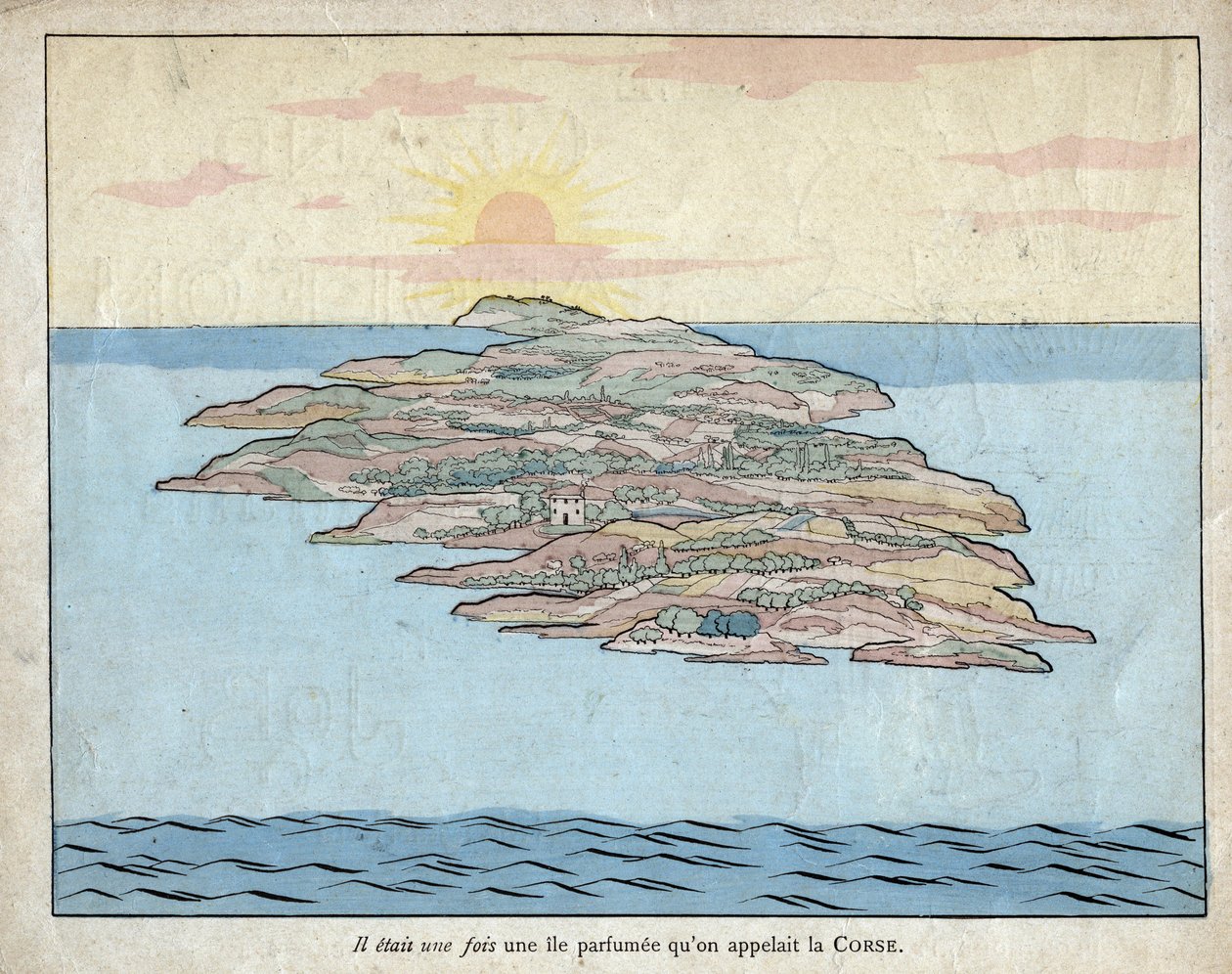 Era uma vez uma ilha perfumada chamada Córsega - litografia de Job (Jacques Onfroy de Breville) de "Le Grand Napoleon des Petites Enfants" 1893 de pseudonym for Onfray de Breville Jacques Job