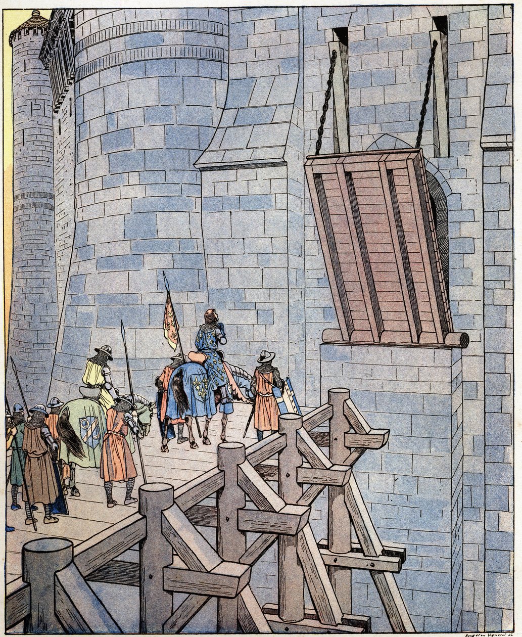 Abram, é a fortuna da França! (ou "Abra, é a desgraça do rei da França!") Palavras do rei da França Philip VI dit Philippe de Valois (1293-1350) chega em frente à ponte Levis, no Chateau de Broye, perto de Crecy. Ele foi ferido na Batalha de pseudonym for Onfray de Breville Jacques Job