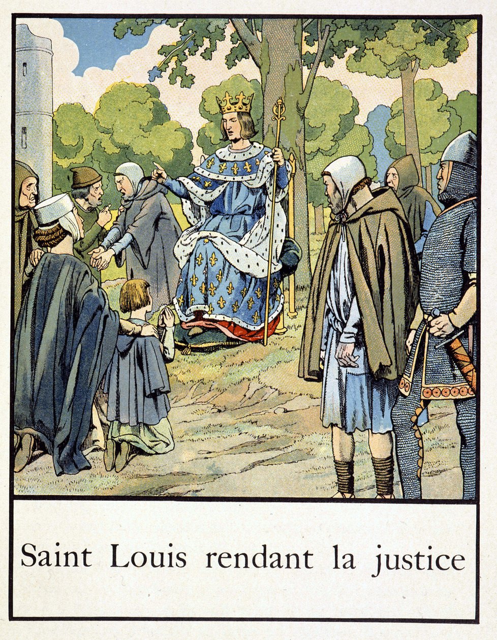 Saint Louis fazendo justiça - em "Petite histoire de France" de Jacques Bainville, ed. Mane de pseudonym for Onfray de Breville Jacques Job