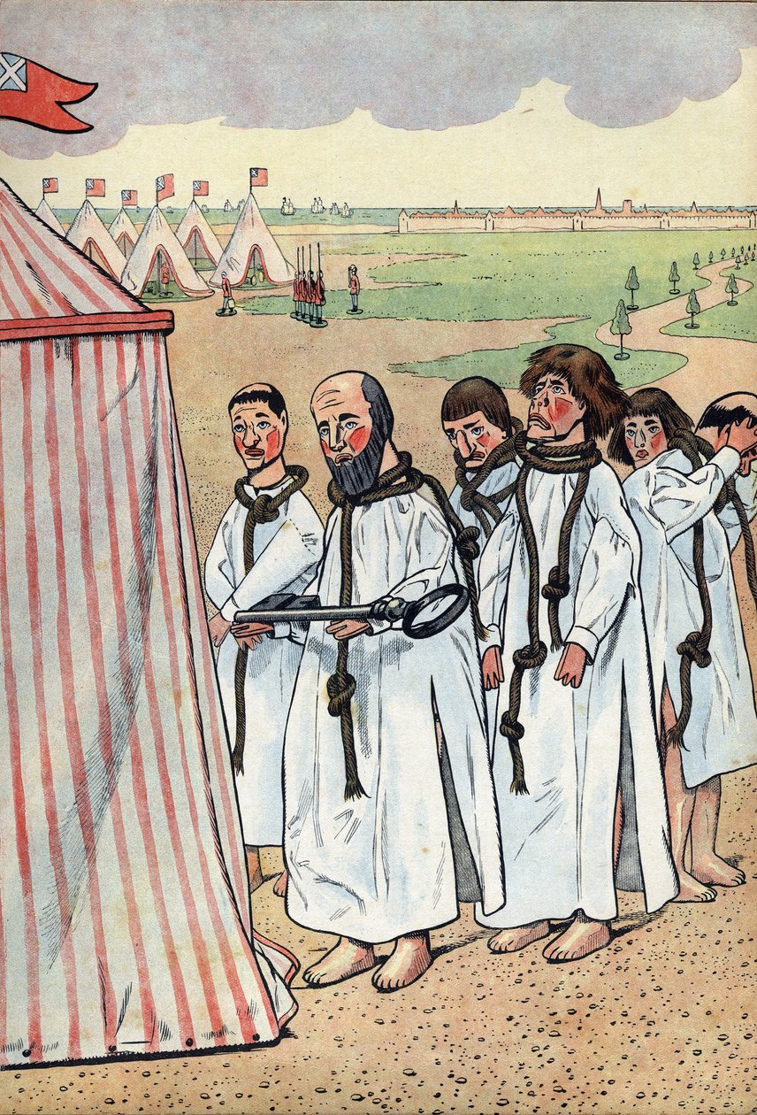 Cena da história da França nos brinquedos: Os burgueses de Calais. O cerco de Calais em 1347 e a devoção de Eustáquio de São Pedro, o mais conhecido dos seis burgueses de Calais, que foram ao rei da Inglaterra Eduardo III, para implorar a graça de de pseudonym for Onfray de Breville Jacques Job
