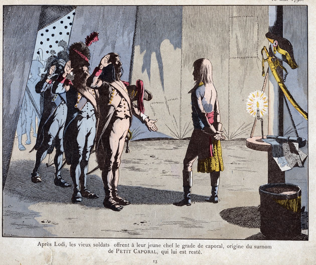 Os antigos soldados do exército italiano, nomeados Cabo Bonaparte após a Batalha de Lodi. de pseudonym for Onfray de Breville Jacques Job