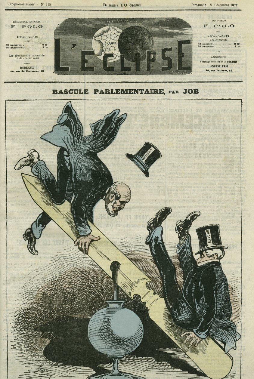 A troca parlamentar entre os partidos da direita e da esquerda. Capa em "L