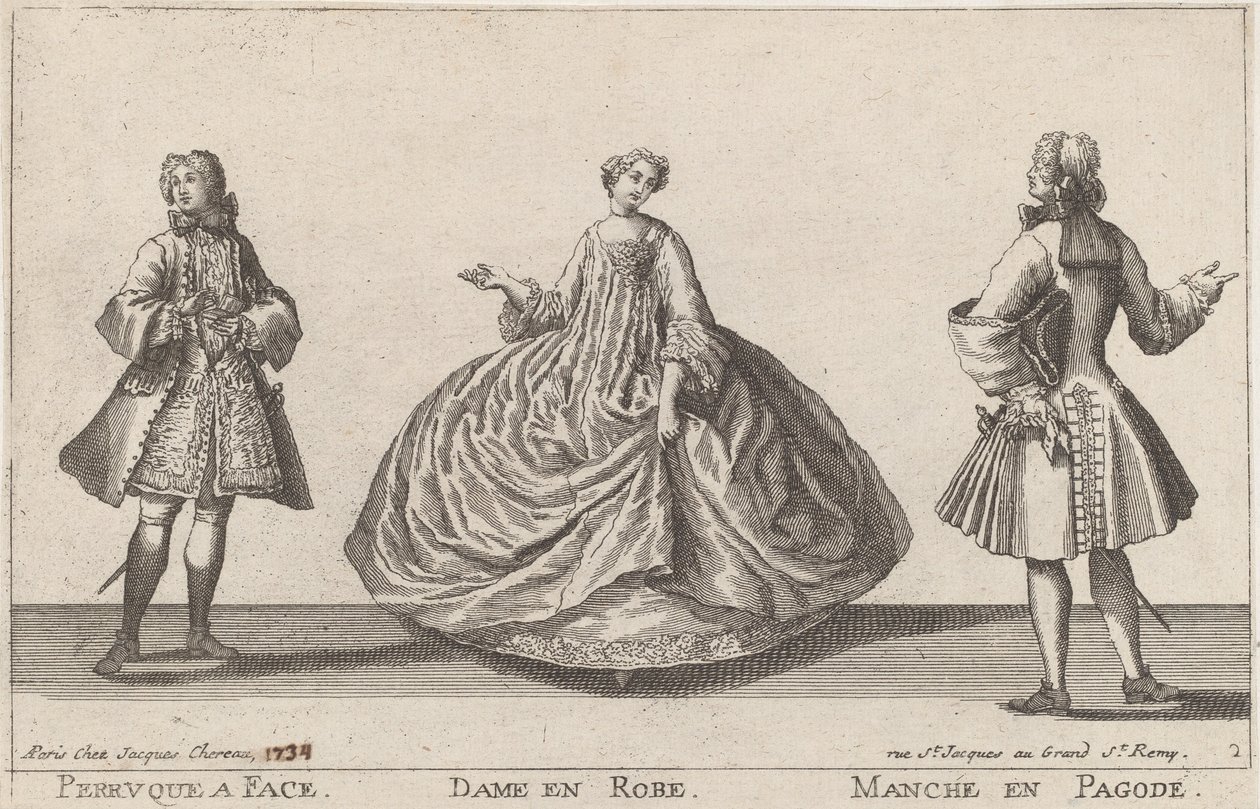 Perruque à Face/Dame en Robe/Manche en Pagode de published by Jacques Chéreau