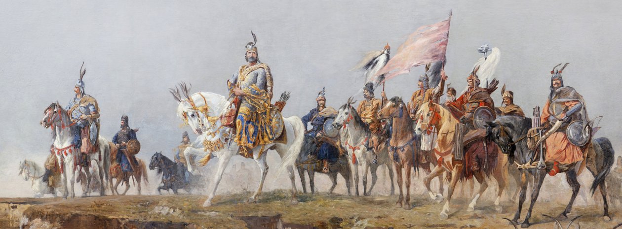 A chegada dos húngaros (círculo de Feszty) de Arpad Feszty