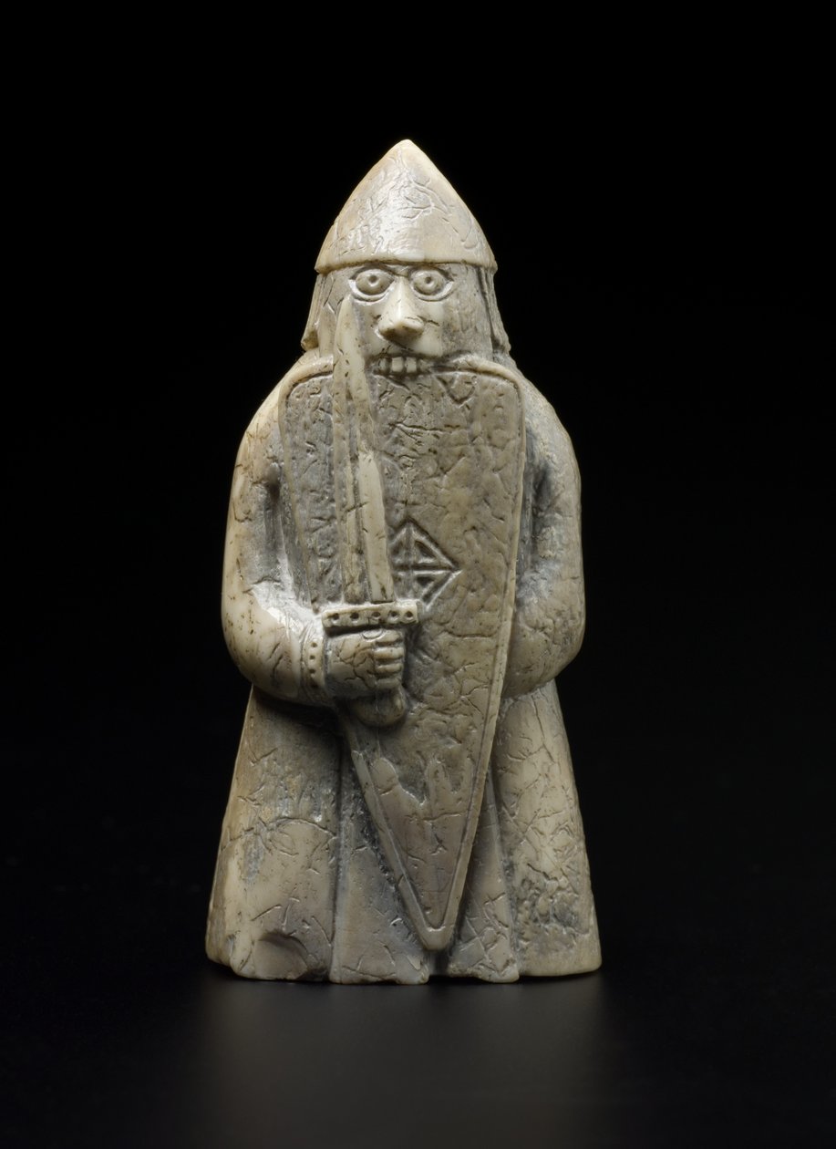 Peça de xadrez de Lewis - Berserker (marfim de morsa) de school Scandinavian