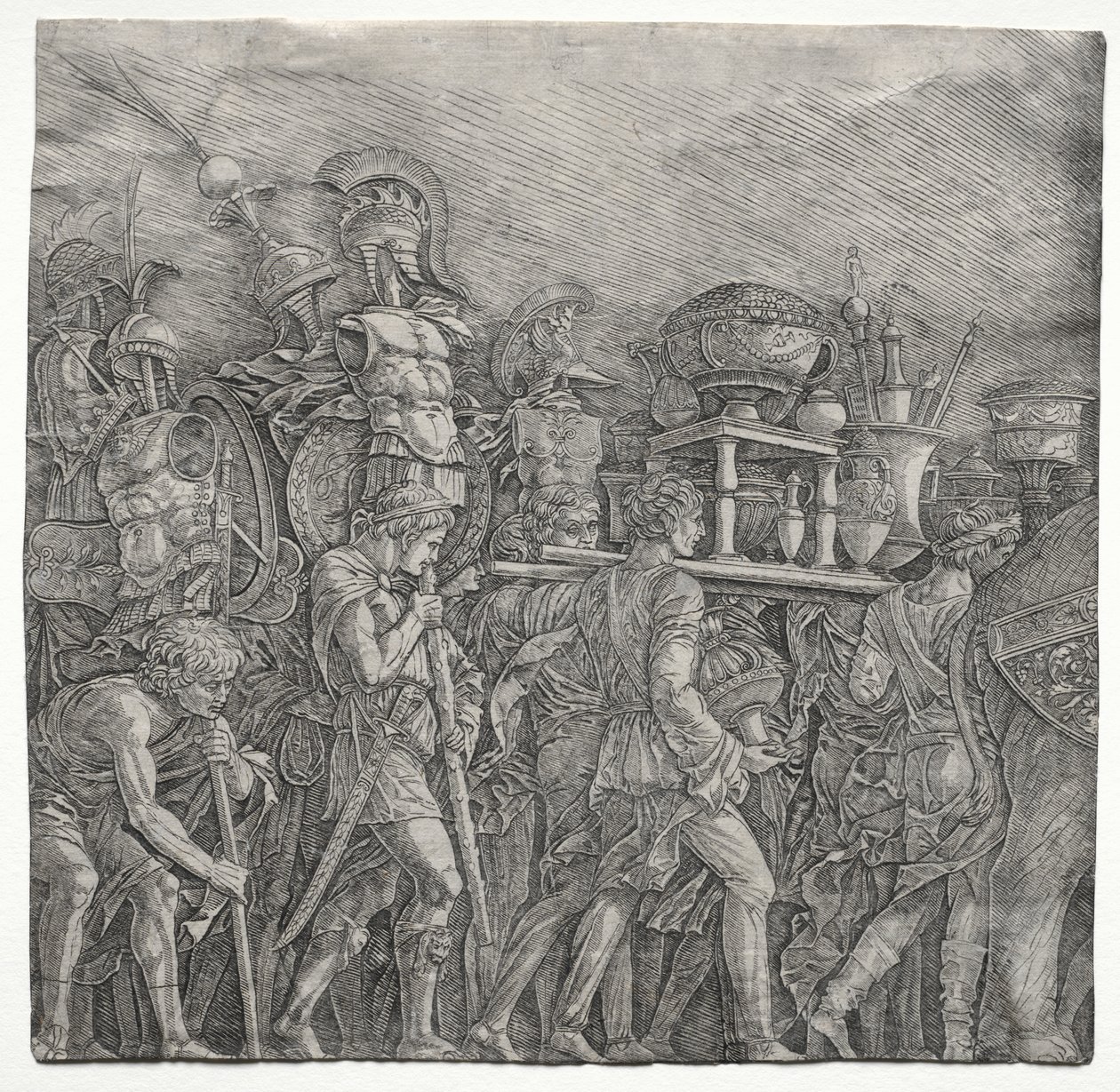 Os Triunfos de César: Os Portadores de Corselet de school of Andrea Mantegna