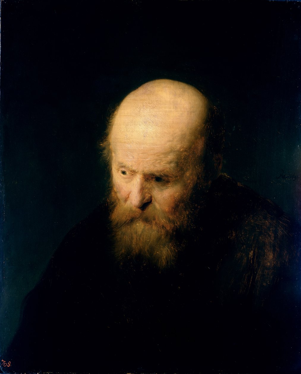 Cabeça de um careca, velho homem, 1632 de studio of Rembrandt Harmensz. van Rijn