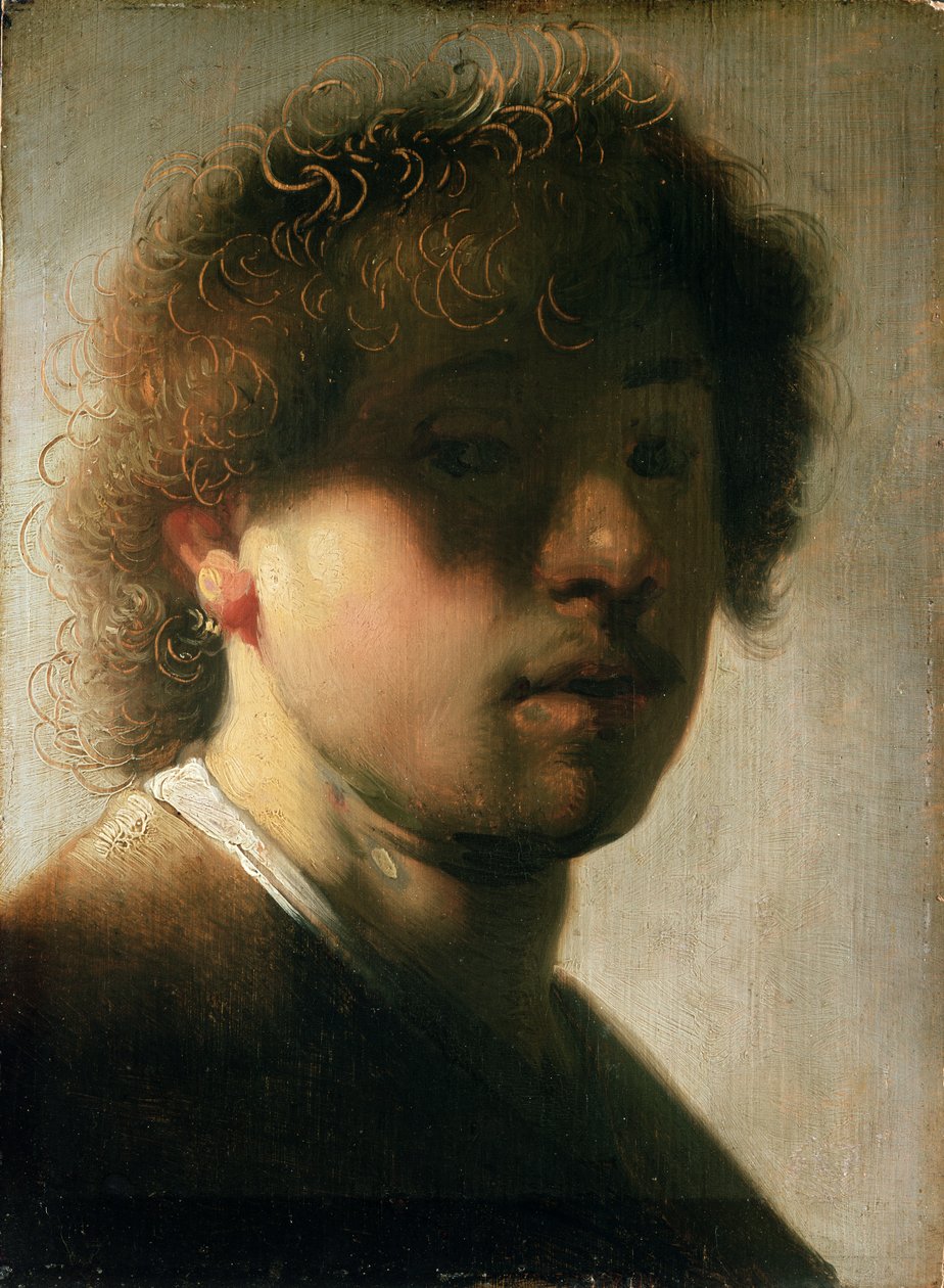 Retrato de Rembrandt com olhos ofuscados de studio of Rembrandt Harmensz. van Rijn