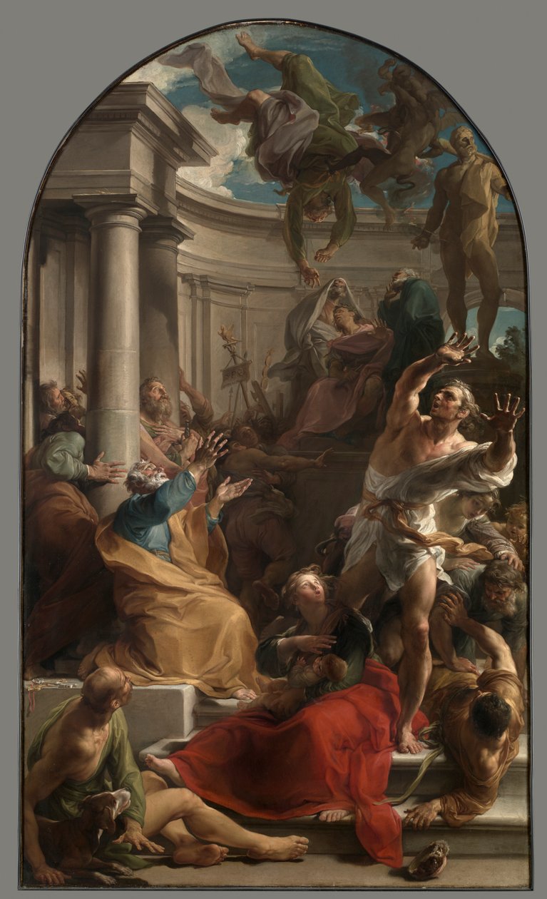 A Queda de Simão Mago de studio of Pompeo Batoni