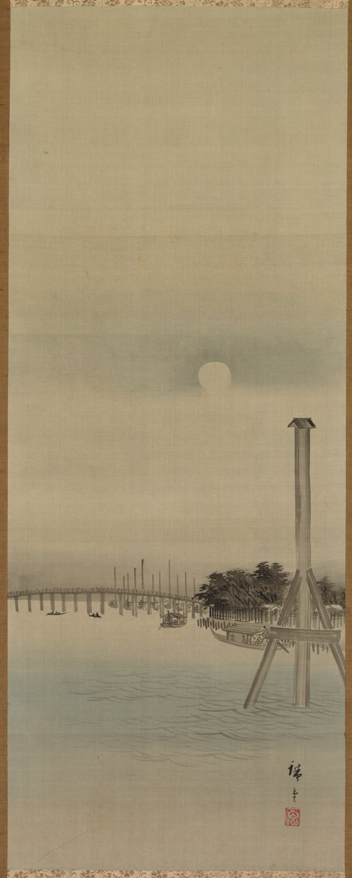 Cena noturna no rio Sumida de studio of Utagawa Hiroshige