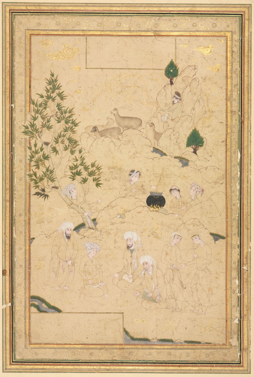 Piquenique nas Montanhas; Ilustração de página única de style of Muhammadi