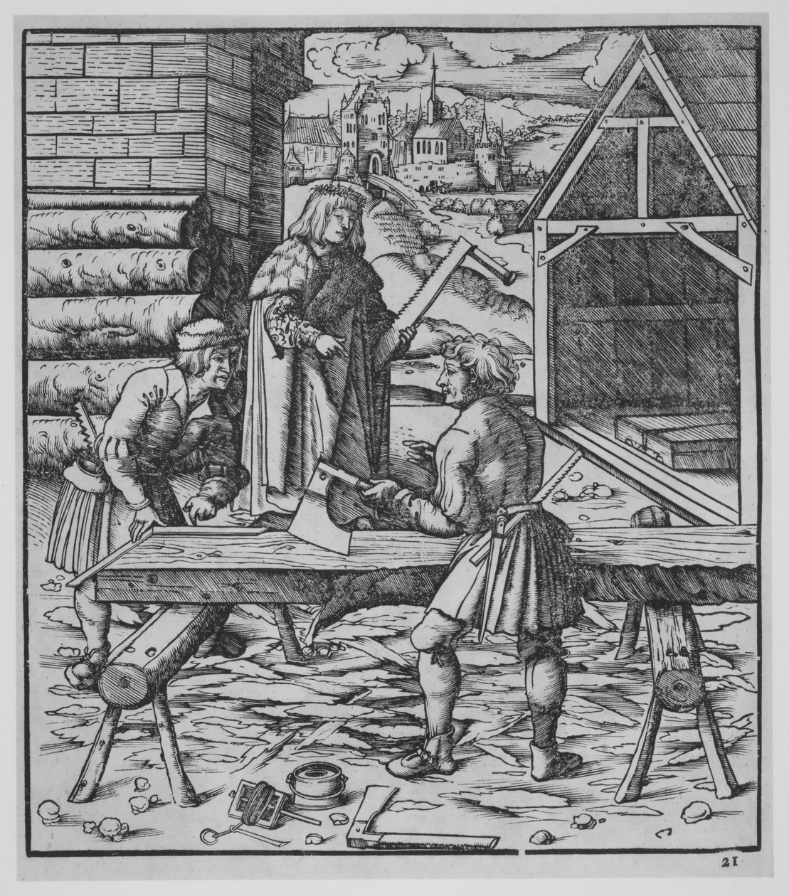Carpinteiros, ca.1500. de the Elder Hans Burgkmair