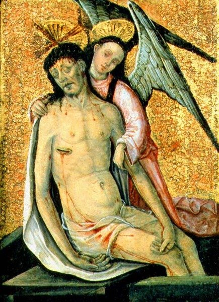 O Cristo morto apoiado por um anjo de the Elder Rodrigo de Osona