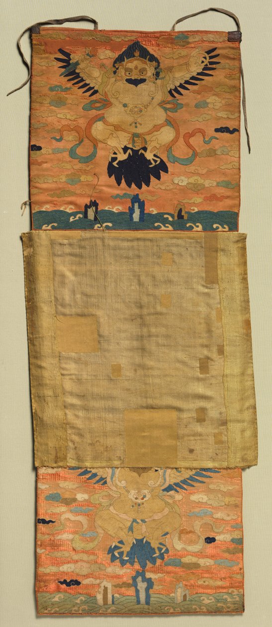 Monte Vajrapani Bordado com Garuda, pintura 1600s, bordado c. 1300. de the Tenth Black Hat Karmapa Chöying