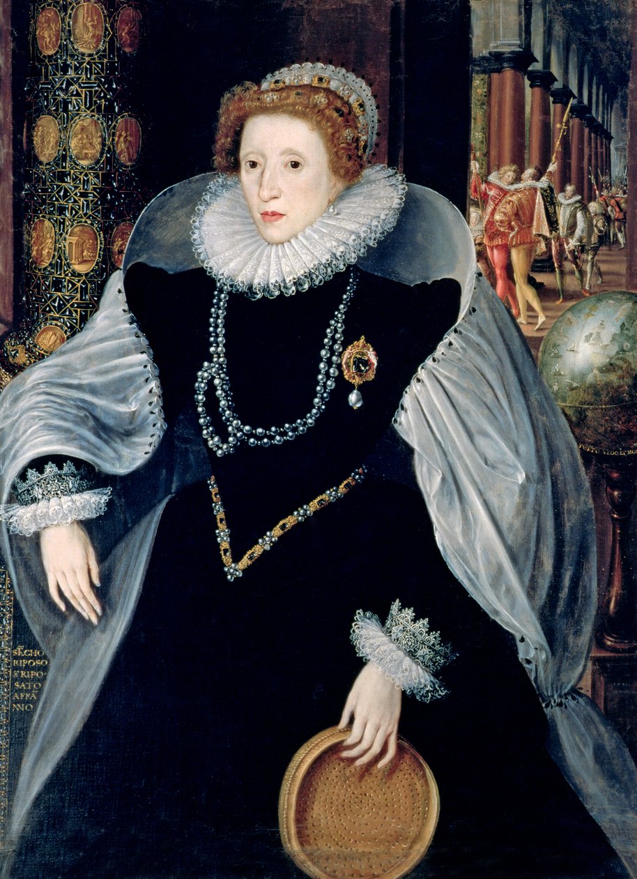 Retrato peneirado da Rainha Isabel I em Traje Cerimonial, c.1583 (óleo sobre tela) de the Younger Quentin Massys or Metsys
