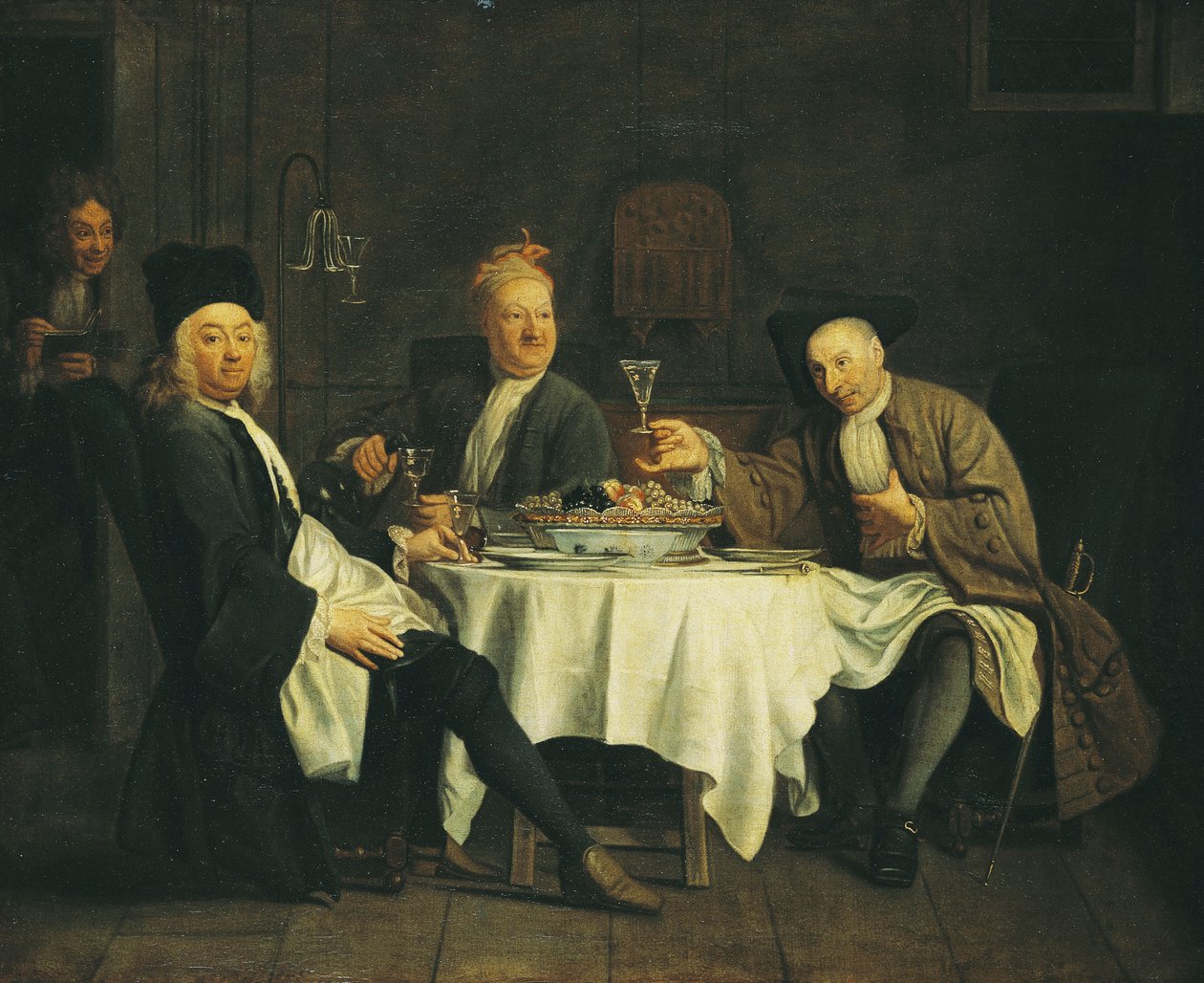 O poeta Alexis Piron (1689-1773) na mesa com seus amigos, Jean Joseph Vade (1720-57) e Charles Colle (1709-83) de Étienne Jeaurat