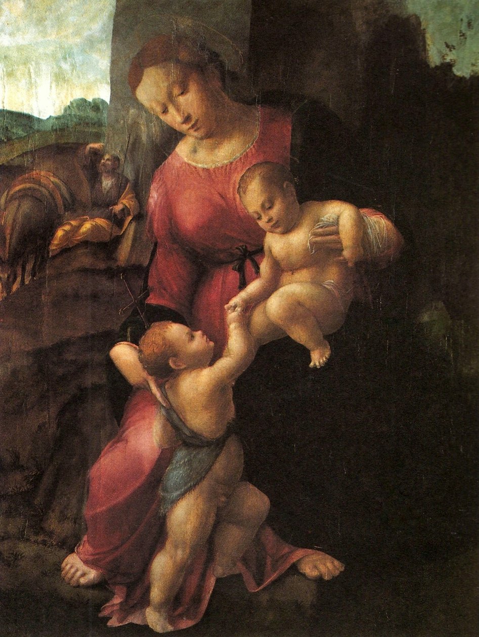  Rest on the Flight into Egypt, with St. John the BaptistnPortugues: Repouso na fuga para o Egito, com Sao Joao Batistan de Francesco Granacci