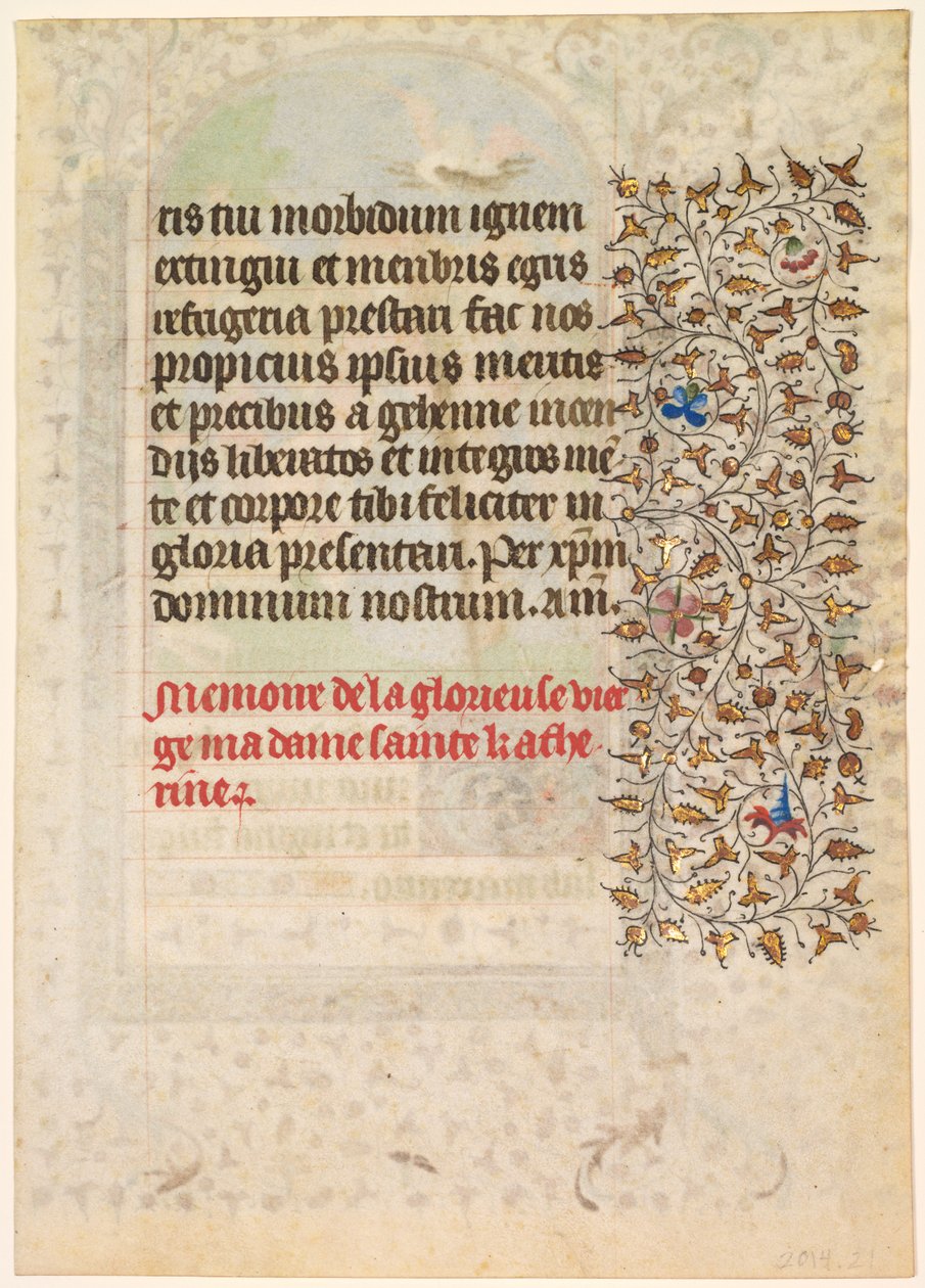 Folha de um livro de horas: texto (verso) de workshop of Boucicaut Master