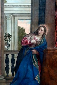 A Anunciação da Virgem do século XVI (óleo sobre tela) de Veronese