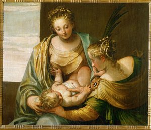 O casamento místico de Santa Catarina de Siena ... (óleo sobre tela)