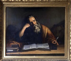 São Marcos Escrevendo o Evangelho - atribuído a Veronese, Igreja de La Turbie. de Veronese