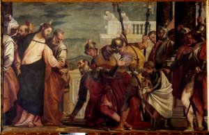 Jesus Cristo e o Centurião. O Centurião de Cafarnaum implorou a Jesus que guerreasse com o seu servo paralítico. Pintura de Paolo Veronese (1528-1588) Sol do século XVI. 1,92x2,97 m Madrid, Museu do Prado.