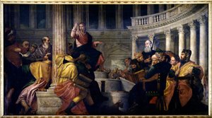Jesus a falar com os médicos. Pintura de Paolo Veronese (1528-1588) de Veronese