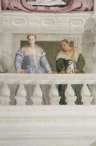 Membros do Barbaro Household, da Sala di Olimpo, c.1561 (fresco) (detalhe) de Veronese