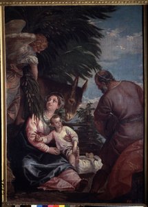 Descanse no voo para o Egito. Pintura de Paolo Veronese (1528-1588). Óleo sobre tela de Veronese