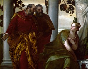 Suzanne e os velhos, detalhe. Pintura de Paolo Caliari dit Paolo Veronese (1528-1588) de Veronese